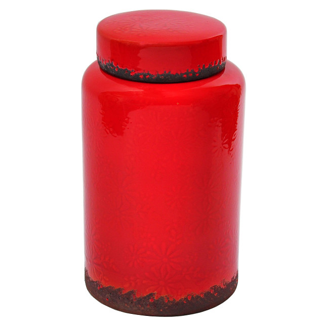 Florero de cerámica en color rojo tamaño grande